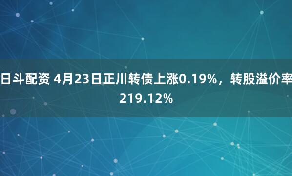 日斗配资 4月23日正川转债上涨0.19%，转股溢价率219.12%