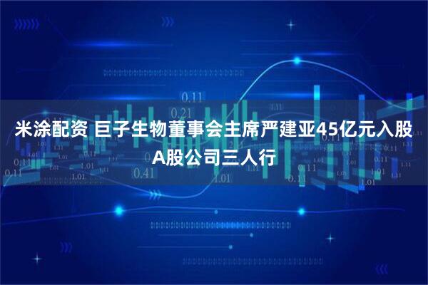 米涂配资 巨子生物董事会主席严建亚45亿元入股A股公司三人行